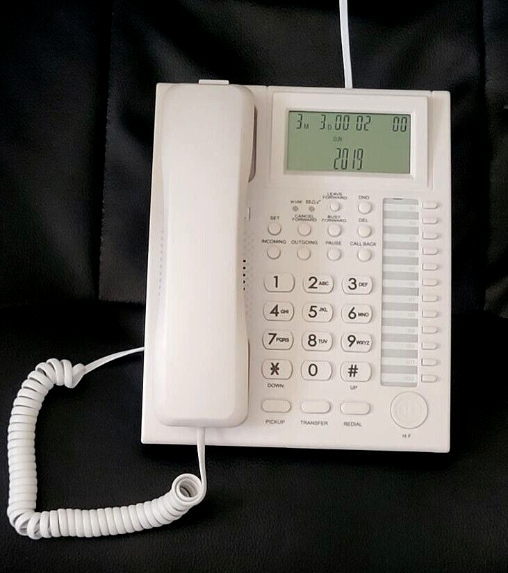 Telefono da ufficio PH-206 bianco con grande display, per centralini telefonici