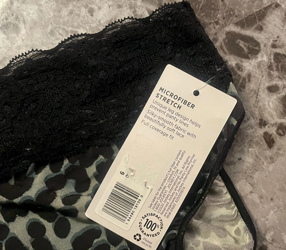 NUEVO CON ETIQUETAS BRAGAS DE BIKINI JOCKEY M NEGRO VERDE LEOPARDO MICROFIBRA ENCAJE ELÁSTICO RARAS Foto 3 de 4