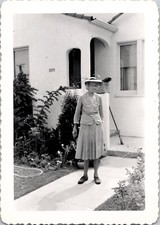 Belmont Shore, Long Beach, California Old Lady Spanish House 1940s Vintage Photo