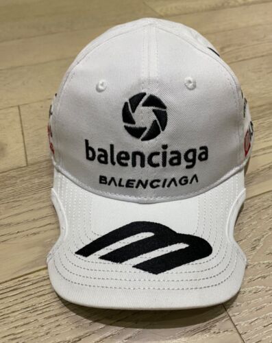 Balenciaga Baseball Cap White Embroidered Logo Adjustable Size