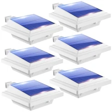 6Pieces Gutter Lights with 40 Warm White LEDs Outdoor Solar Lights for Garden