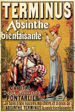 TERMINUS ABSINTHE PONTARLIER THE ONLY BENEFICIAL FRENCH VINTAGE POSTER REPRO