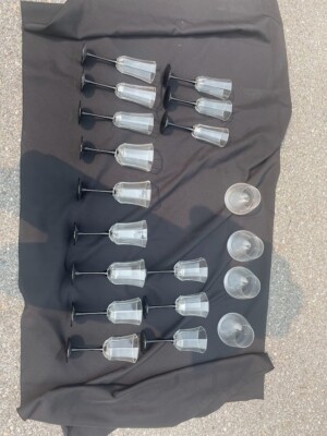 VINTAGE Luminarc Onyx Stem Champagne Flutes Made in France + 4 Riedel BOGO