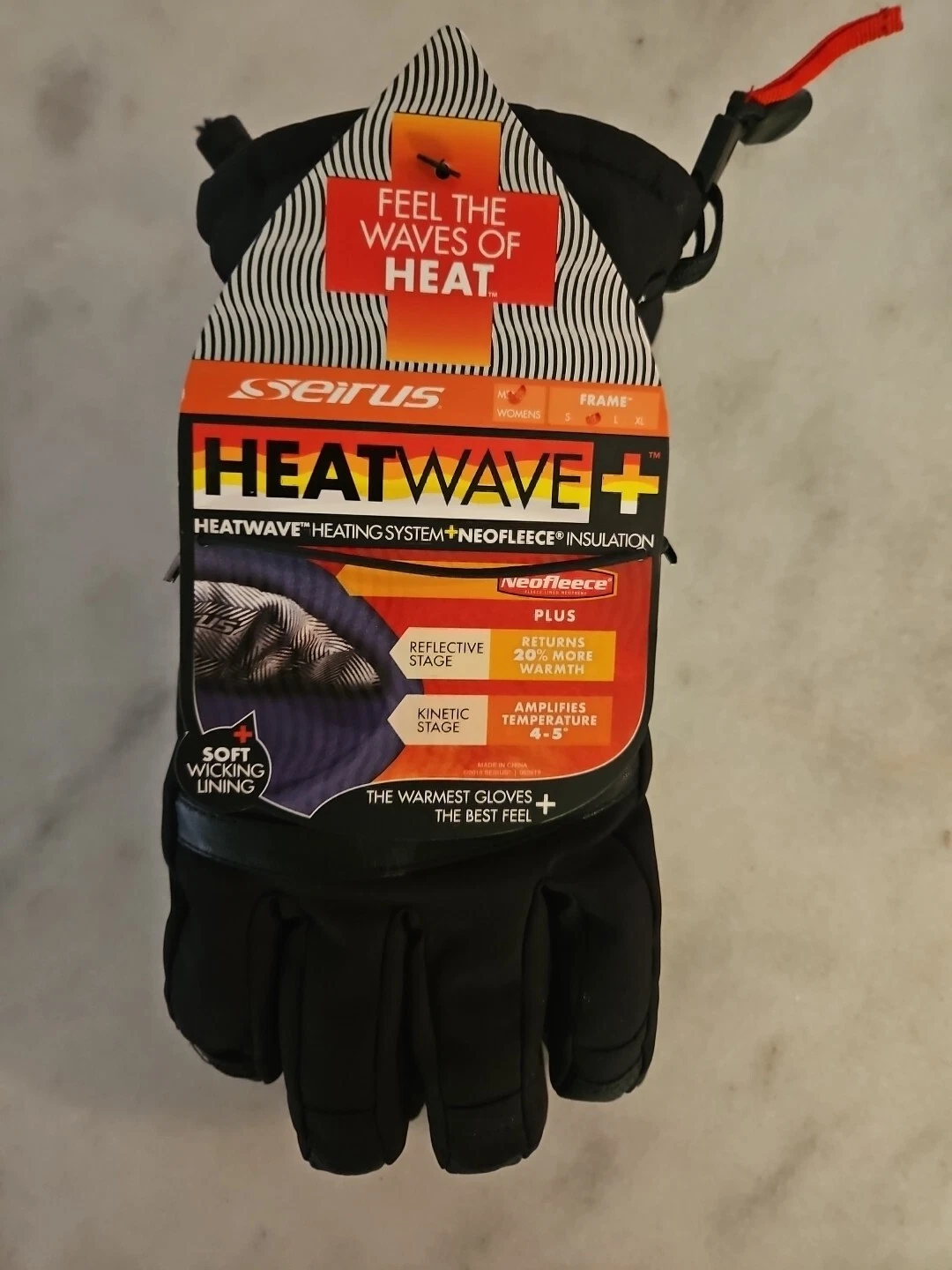 Seirus Men's Medium Heatwave Plus Gloves Black Waterproof Windproof Insulated