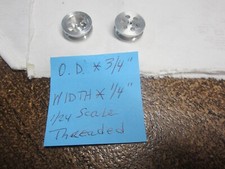  2 Used 1/24 Scale Slot Car 1/8" Axle Shaft 6 Dot Threaded Wheels