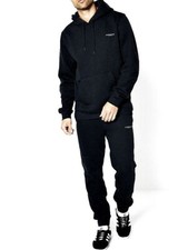 New Mens Crosshatch Chelmere Tracksuit Hoody Joggers Black Size XL