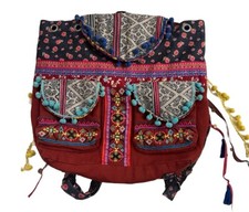Ecot Patchwork Hobo Hippie Boho Embroidered Pompom Backpack Bag - Beautiful