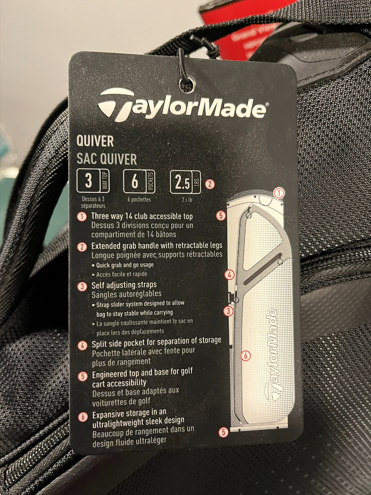 TaylorMade Quiver Carry Golf bag Black 192371205877 eBay