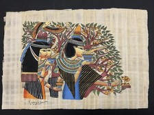RareHand Painted Ancient Egyptian Papyrus Pharaoh's women in the shadows 9x13”