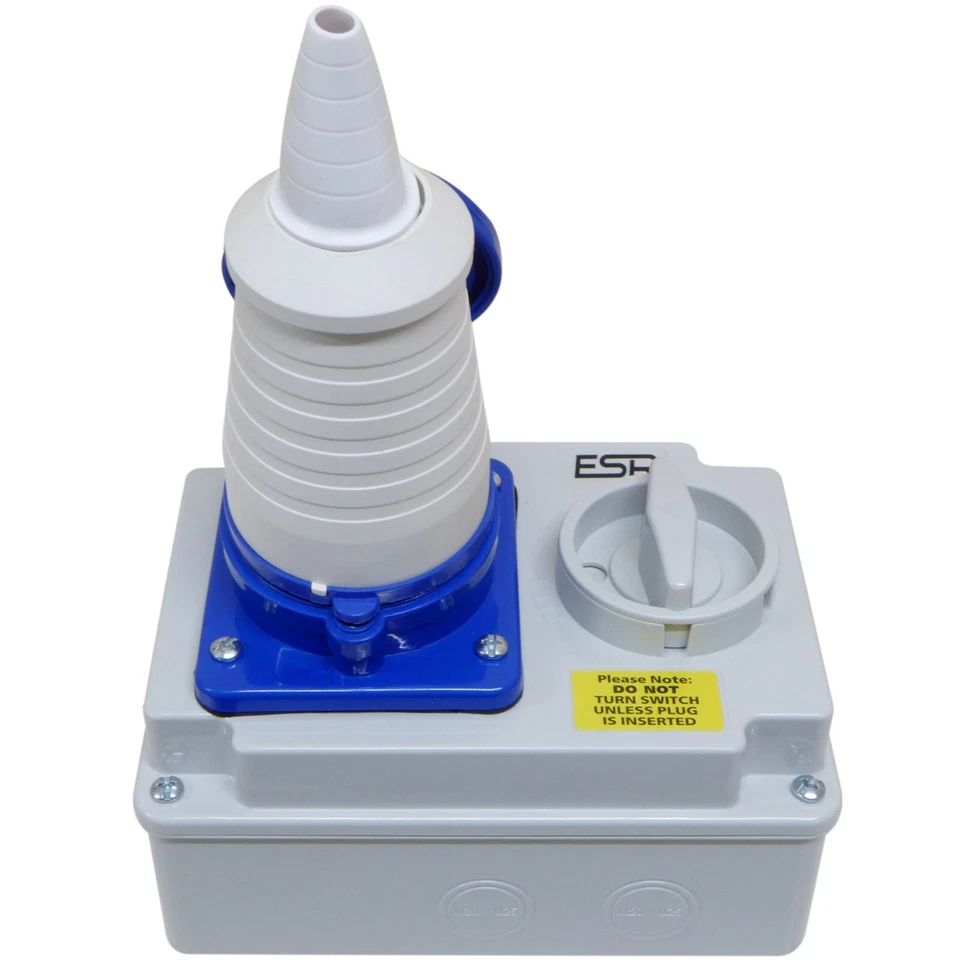 32A Interlock Socket and Plug 32 Amp 3 Pin 240v Blue IP44 Caravan Park Workshop - Image 2 of 4