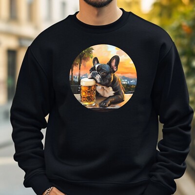 Bulldog Drinking Beer Sweatshirt Cosy and Perfect for Any Occasion S to 4XL