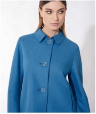 Neu 100% Schurwolle Modischer Kurzer Damenmantel von Cinzia Rocca in Hellblau