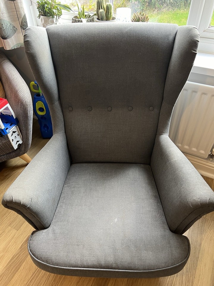 Ikea Strandmon wing armchair chair Dark grey eBay