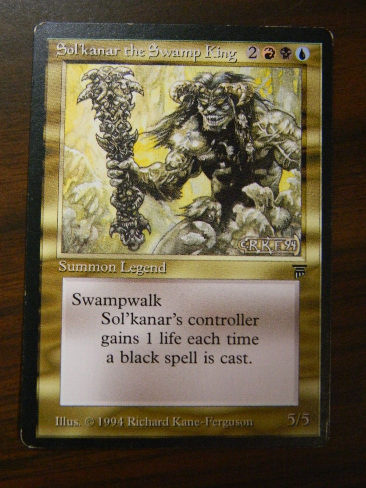 MTG English Legends Sol'kanar The Swamp King Rare Legend Lightly Played Cond