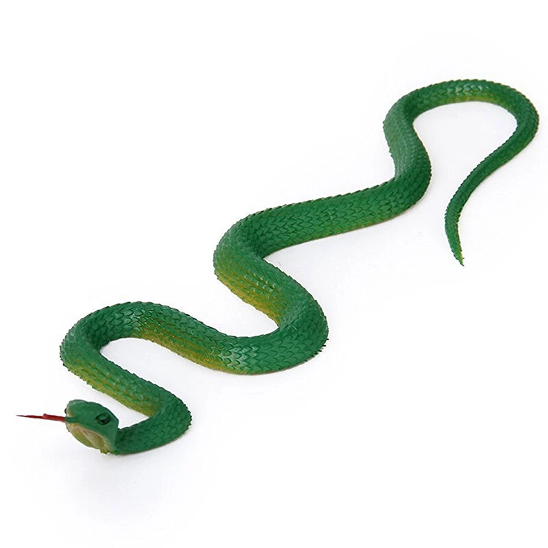 Simulation soft plastic toy snake Simulation Snake Rubber Tip Toy Green D3V8