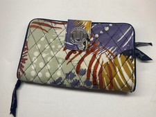 Authentic Vera Bradley Alpine Floral Design Turn Lock Wallet Painted Feathers