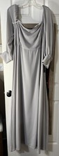 Lulus Feel the Romance Gray Maxi Bridesmaid Off The Shoulder Dress Size 1X New
