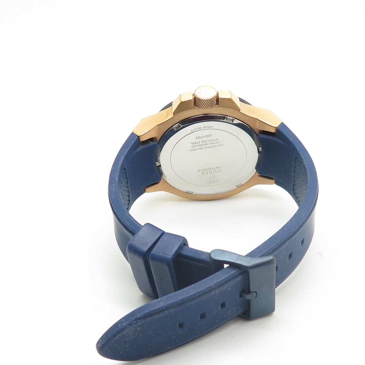 Rose Gold Analog Watch Guess Watch U0247g3 Guess Men's Blue