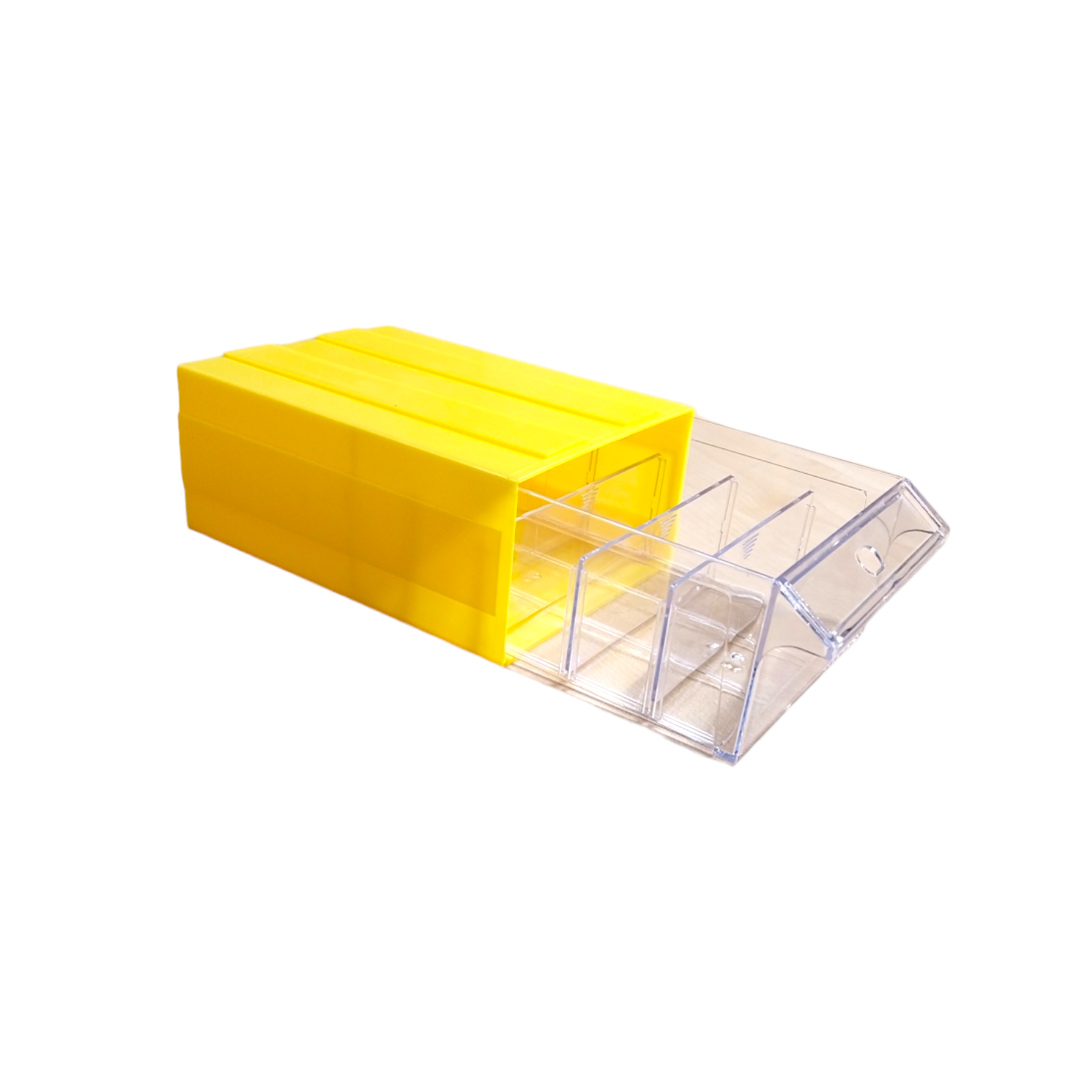 Yellow Stackable Plastic Storage Drawers 203x135x79mm with Removable Compartment
