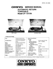 Manuale Di Servizio Per Onkyo CP-1010 A
