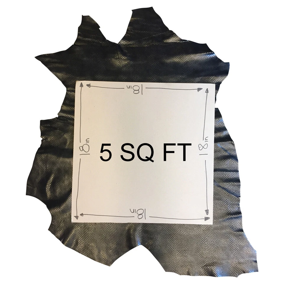 Metallic Genuine Leather Hides Snakeskin Embossed Craft Thin Upholstery Fabric - Image 3 of 4