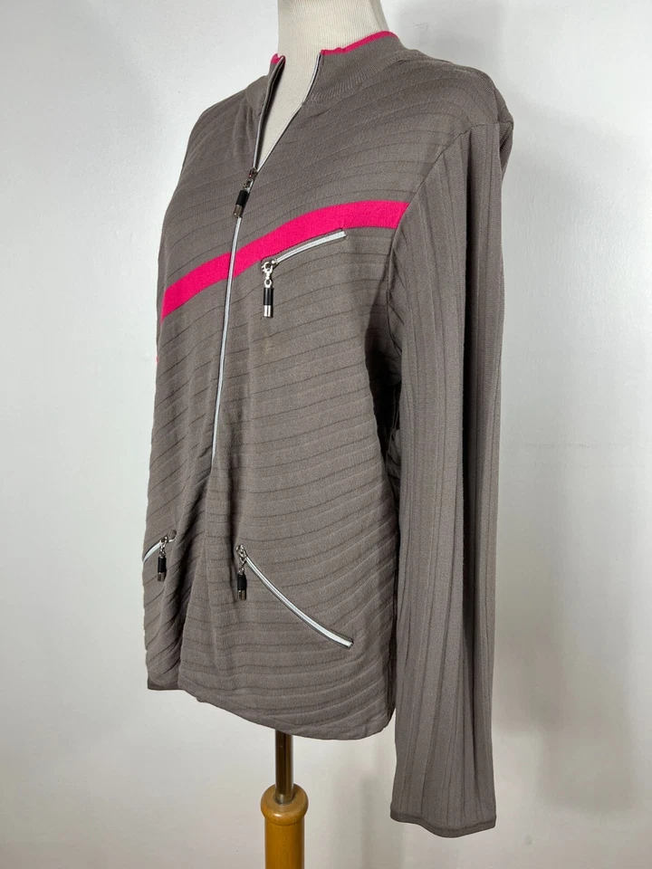 Jamie Sadock L Chaqueta Grande Ligera Cremallera Beige Rosa Bolsillos Elastizados E1 Foto 4 de 4