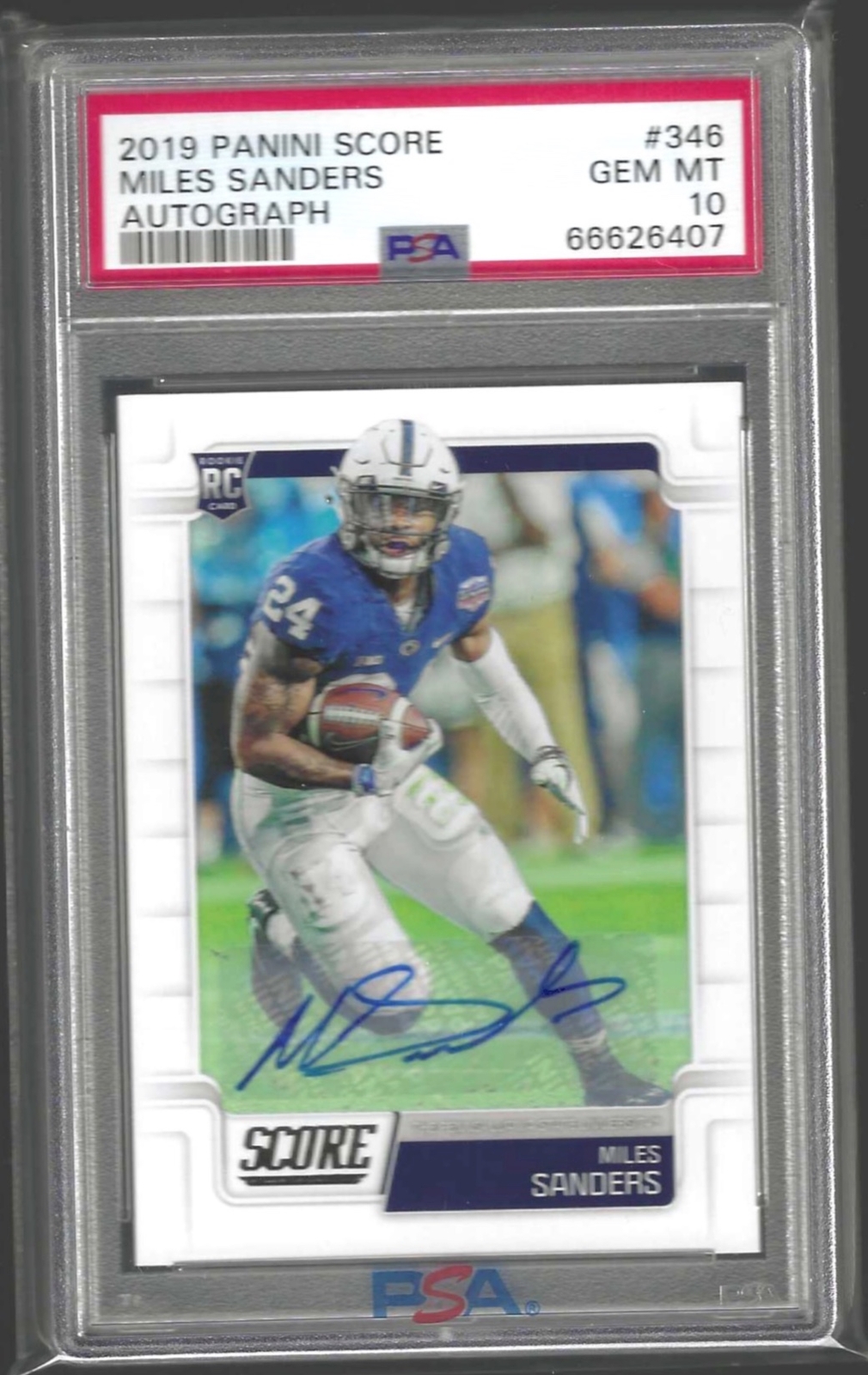 MILES SANDERS 2019 PANINI SCORE ROOKIE AUTO RC #346 PSA 10 GEM MINT POP 4