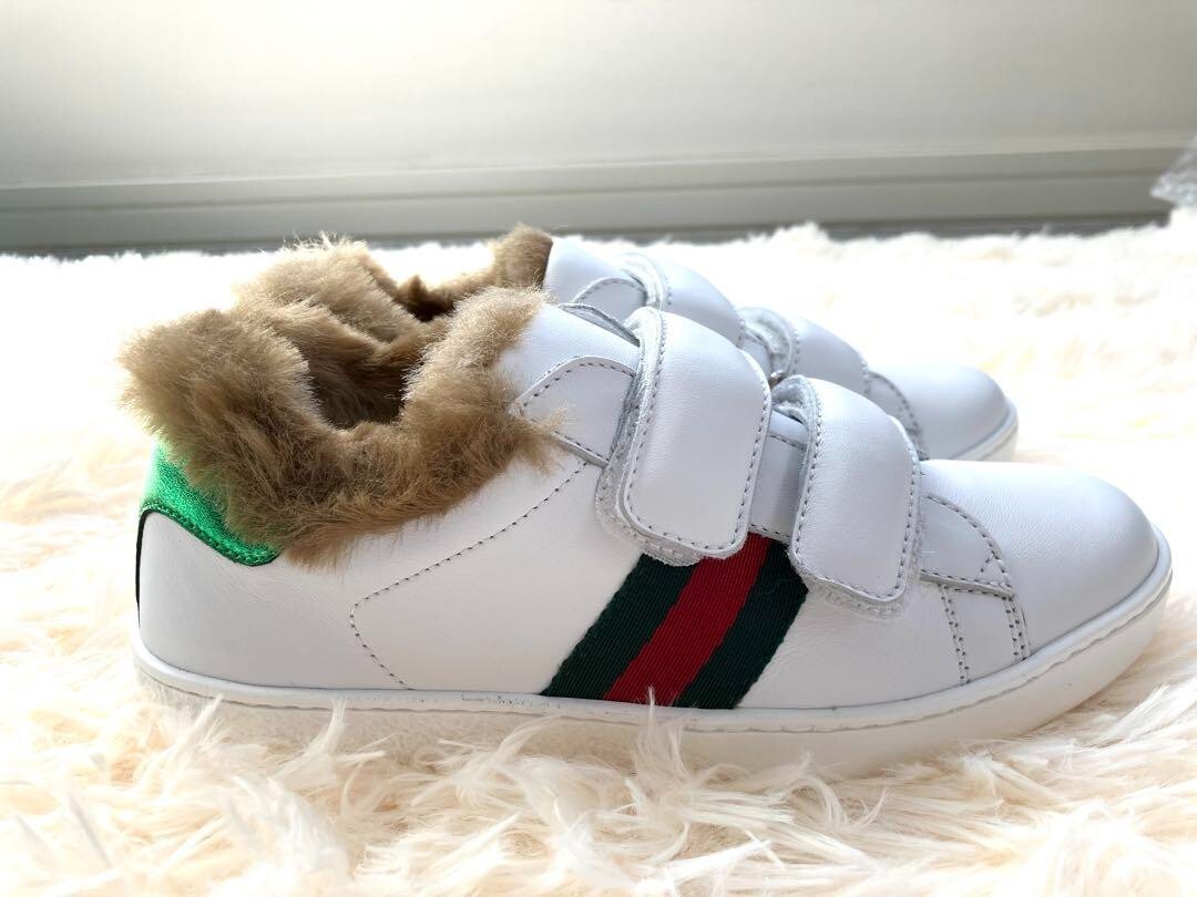 Gucci Kids Ace Sneaker white Leather toddler shoes US13 New