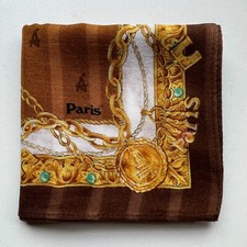 HANDKERCHIEF VINTAGE MEN'S GOLD CHAIN PATTERNED POCKET SQUARE COTTON 17" A0094