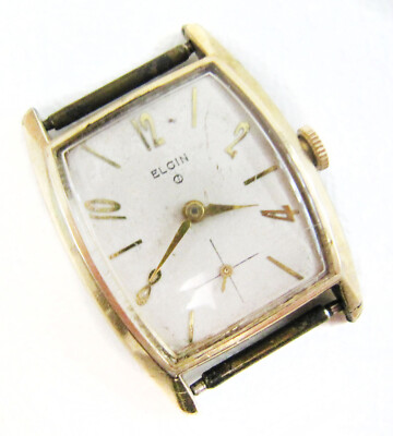 Vintage Art Deco Mens Elgin 19 Jewel 10K RGP Starcase 9525 Watch Runs 