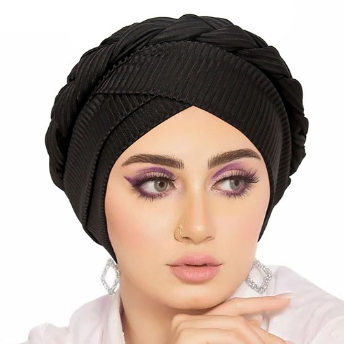 Sombrero turbante musulmán mujer trenzas africanas envoltura para la cabeza gorro hiyab cáncer quimioterapia gorra - Imagen 9 de 24