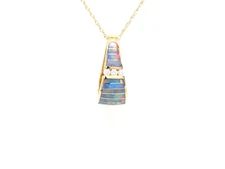 Authentic Kabana 14k Yellow Gold,  Premium Four Star Opal Inlay, Slide - Pendant
