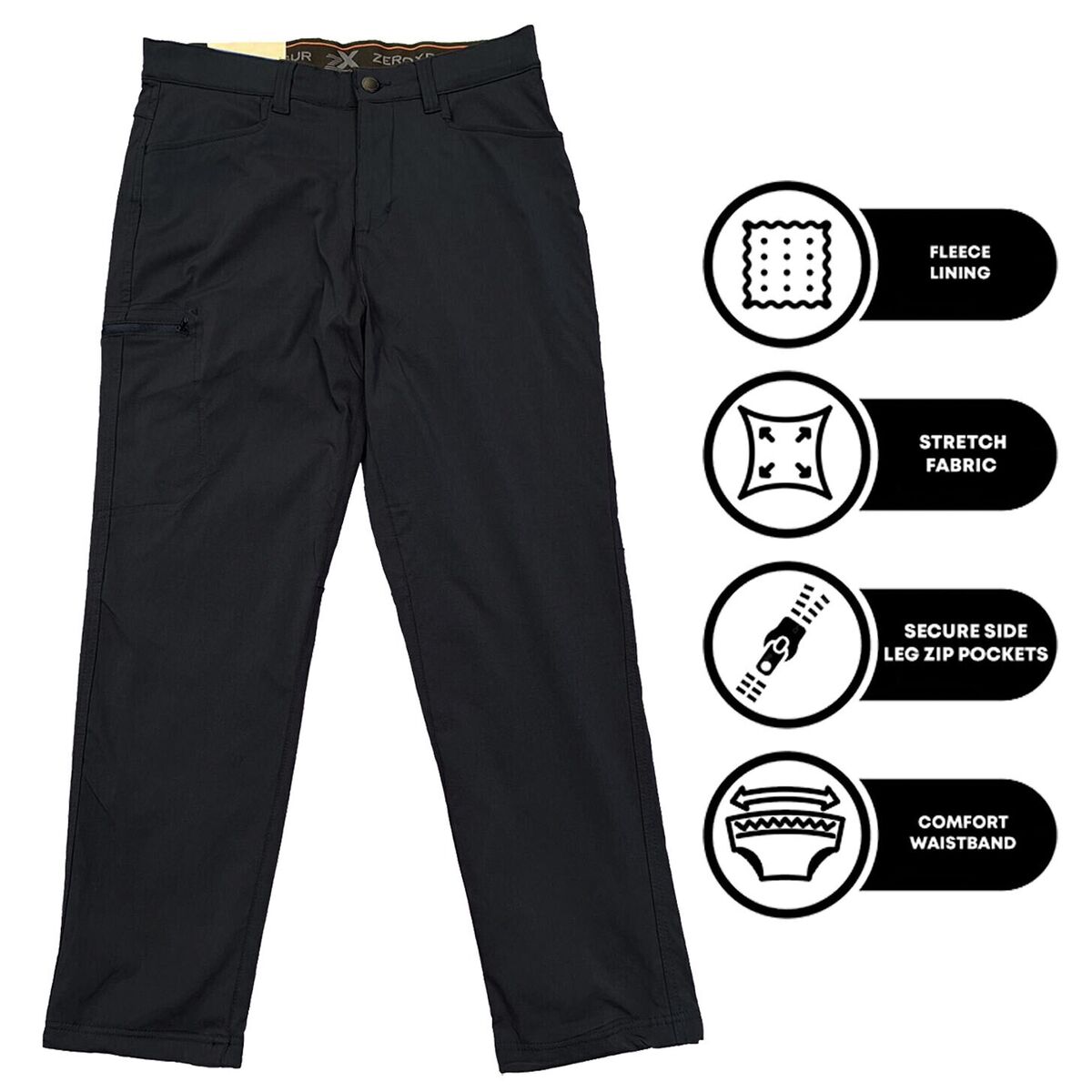 Zeroxposur Men's Black Pant Fleece-Lined Utility Stretch Zeroxposur Men's Black Pant Fleece-Lined Utility Stretch