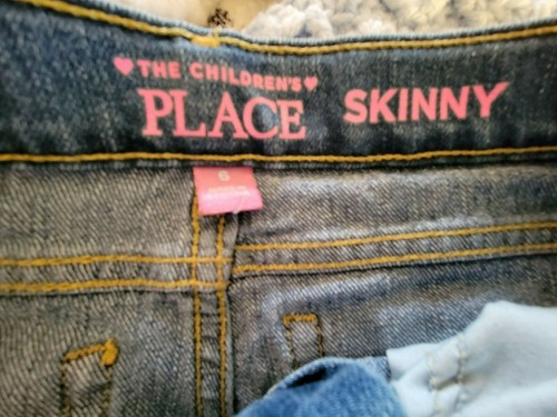 The Children's Place Girl's 6 Blue Cotton Spandex Adjustable Waist Skinny Jeans - Picture 3 of 3