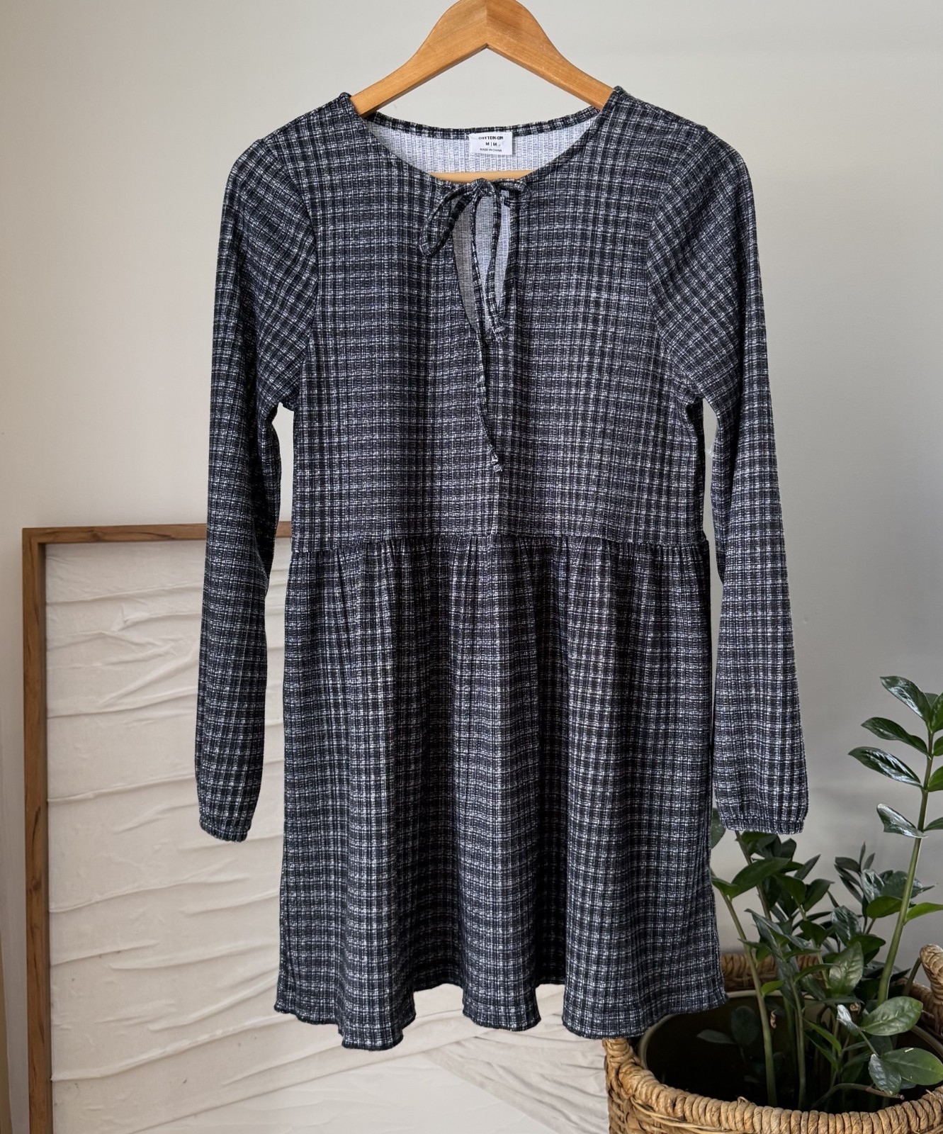 Women's COTTON ON Larissa Baby Doll Mini Dress Black White Size Medium M