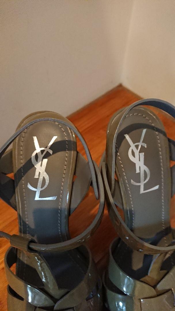 Autentici sandali tacco alto Yves Saint Laurent colore oliva taglia 34 5 donna