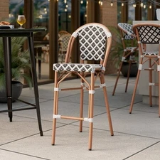 Lancaster Table & Seating Bistro Black and White Birdseye Weave Rattan