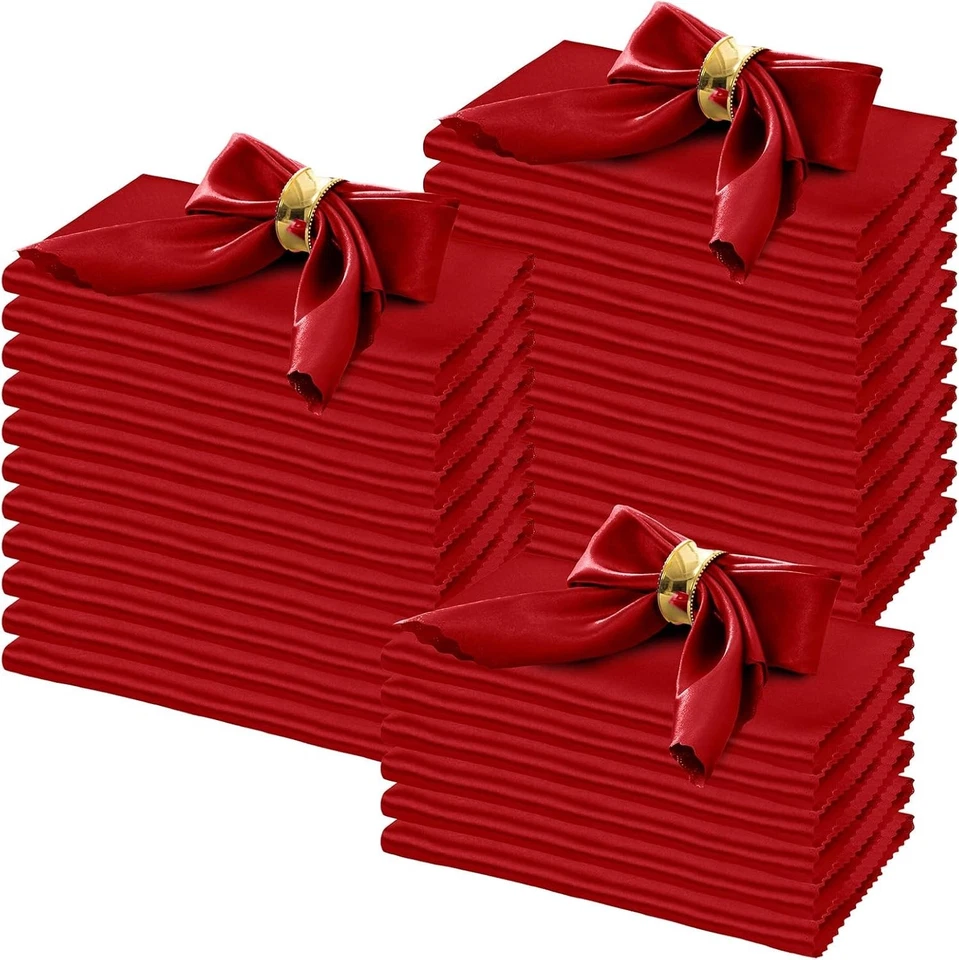 Stunning 100-Count Red Satin Dinner Napkins 20" x 20" – Soft & Wrinkle-Resistant - Image 3 of 4