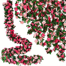 250CM Artificial Rose Vine Flowers Faux Garland Wedding Home Garden Arch Decor