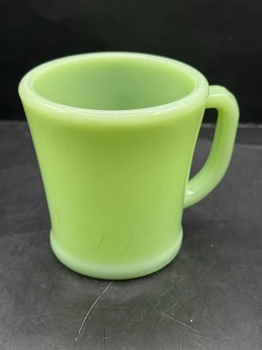 Rare-Vintage Fire King Jadeite Green D Handle Coffee Mug 1940’s Read