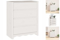 Kommode Schubladenschrank Weiß 76,5X40X91 Cm Massivholz Kiefer