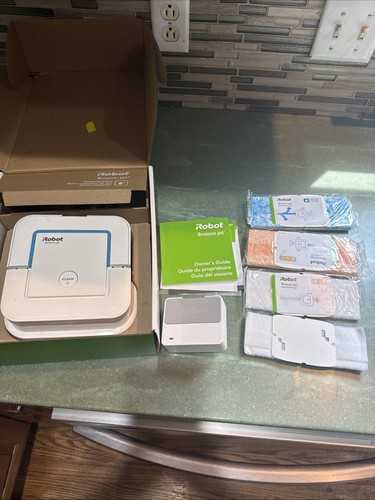 IRobot Braava Jet 240 Robot Mop White Blue Charger Pads