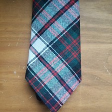Ingles Buchan New Wool White Green Red Plaid Tie Scotland