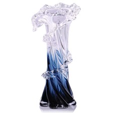 12" H Blue Blown Glass Vase, Modern Art Hand Blown Coastal Vase,Beautiful Uni...