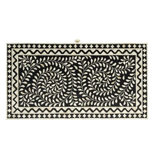 Perilla  Bone Inlay Writing Desk, Black and White, Gold - Picture 6 of 12