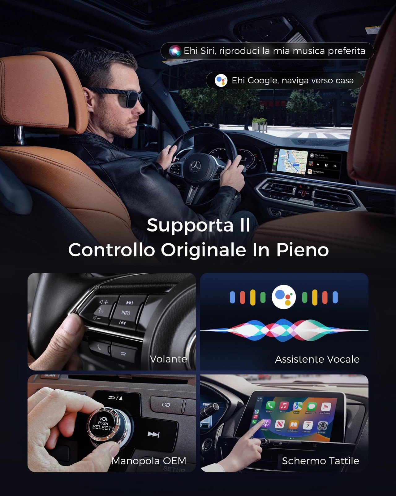 Adattatore CarPlay Android Auto Wireless GPS Bluetooth 5.3 WIFI 6 - Miniatura 20