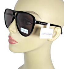 LUCKY BRAND Glossy Black Aviator Sunglasses Rose Lenses LB59023-B-S