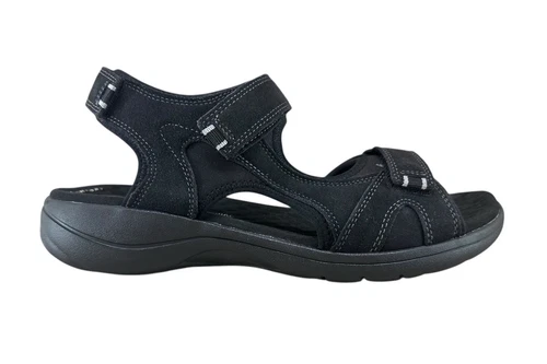 Sandali sportivi Clarks donna 11 Saylie Spin neri scamosciati 3 cinturini regolabili