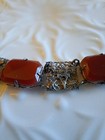 Art Deco Victorian Style Carnelian Marcasite Silver Panel Choker Necklace VTG  — photo 3
