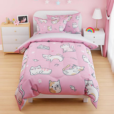 Cat Duvet Cover Sets Twin Size for Kids Girls, Include 1 Polyester Comforter Cov